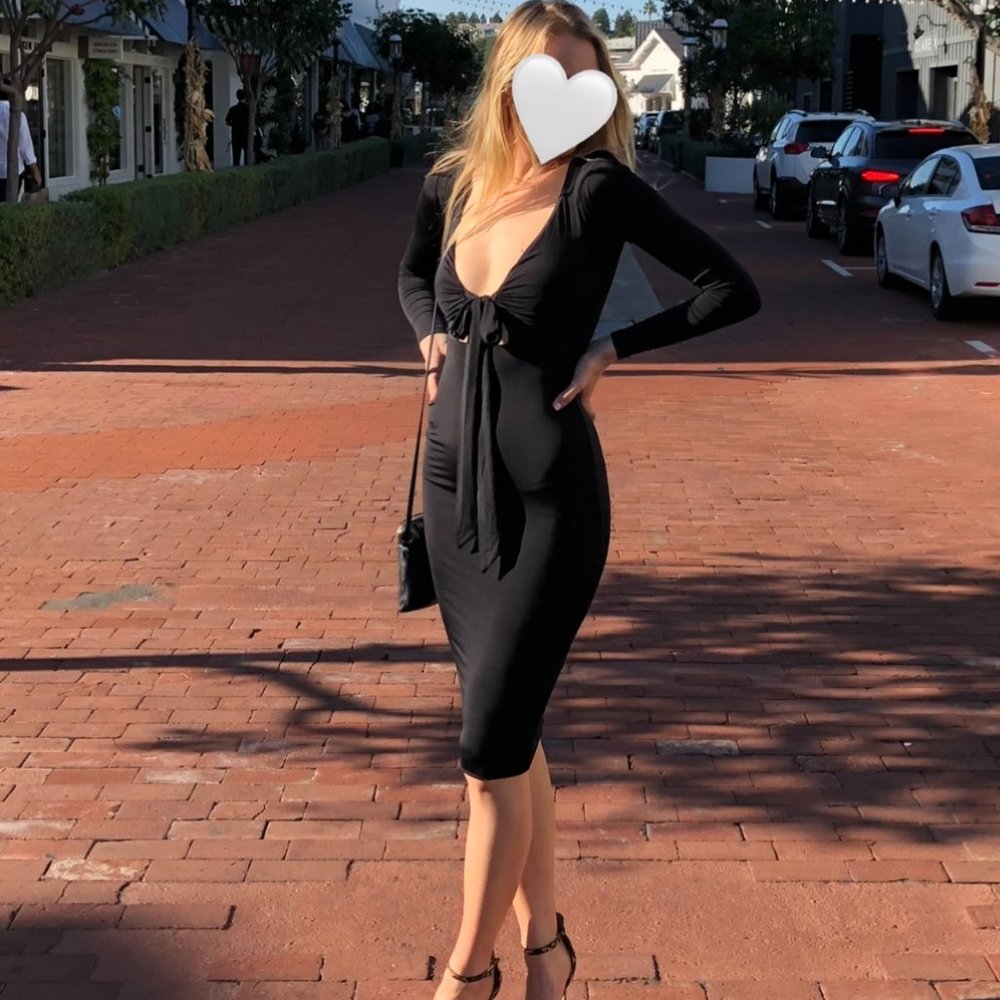 Nookie Black Midi Bodycon Dress - xs